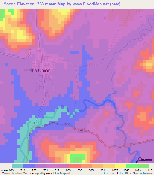 Yocon,Honduras Elevation Map