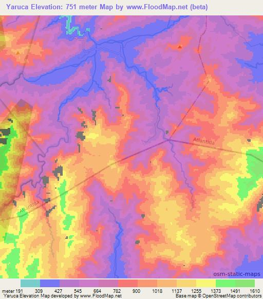 Yaruca,Honduras Elevation Map
