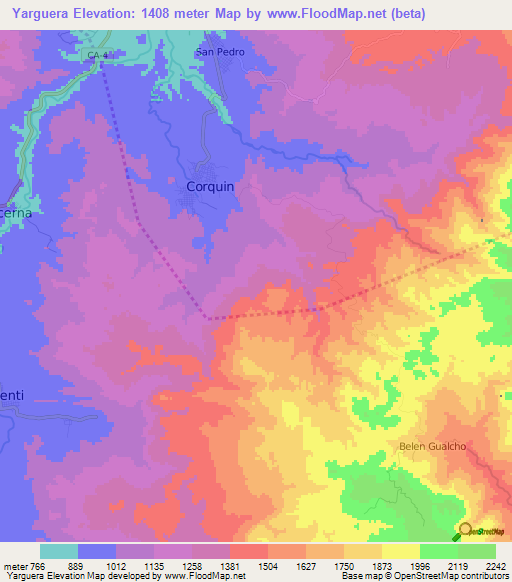 Yarguera,Honduras Elevation Map