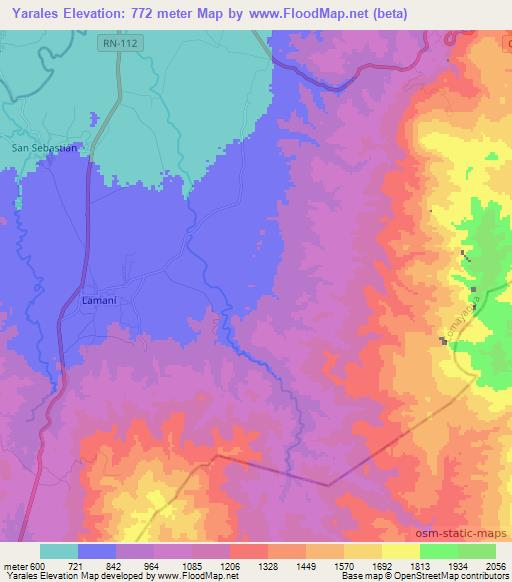 Yarales,Honduras Elevation Map