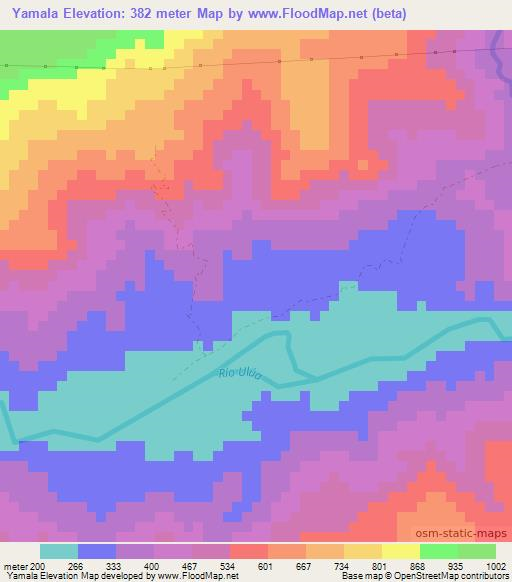 Yamala,Honduras Elevation Map