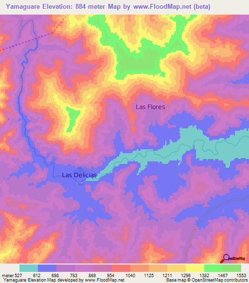 Yamaguare,Honduras Elevation Map