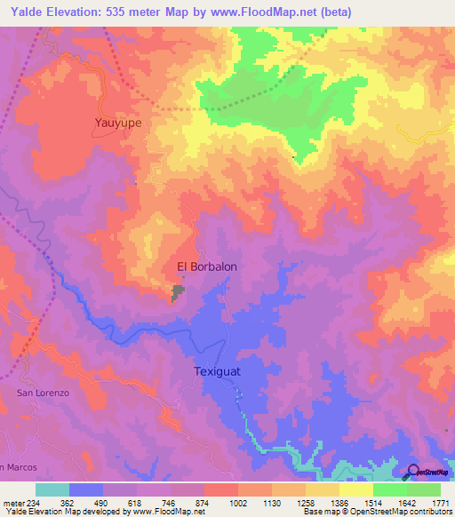 Yalde,Honduras Elevation Map