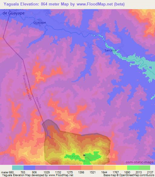Yaguala,Honduras Elevation Map