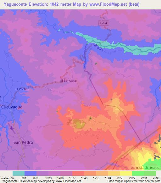 Yaguaconte,Honduras Elevation Map