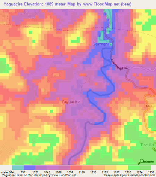 Yaguacire,Honduras Elevation Map