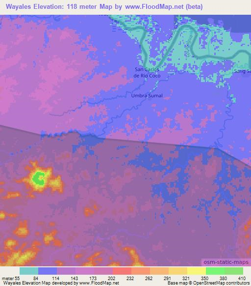 Wayales,Honduras Elevation Map