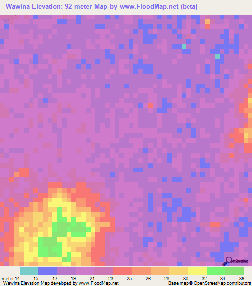 Wawina,Honduras Elevation Map