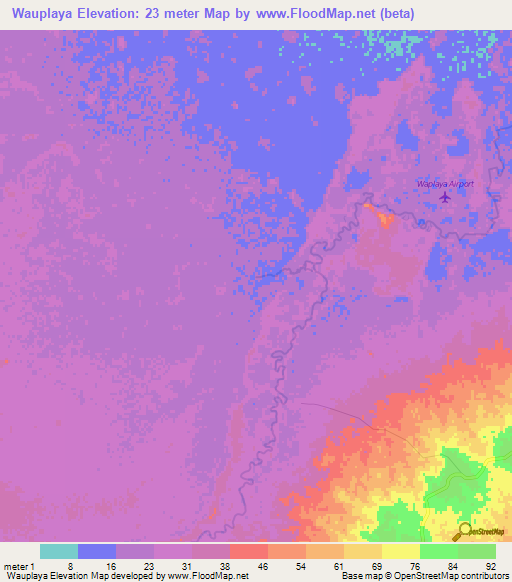 Wauplaya,Honduras Elevation Map