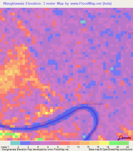 Wangkiawaia,Honduras Elevation Map