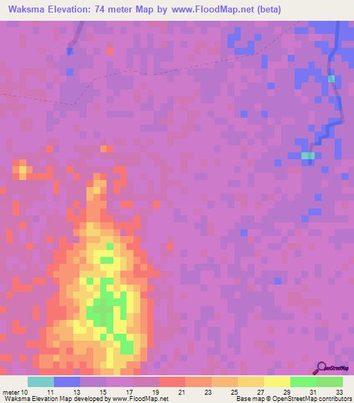 Waksma,Honduras Elevation Map