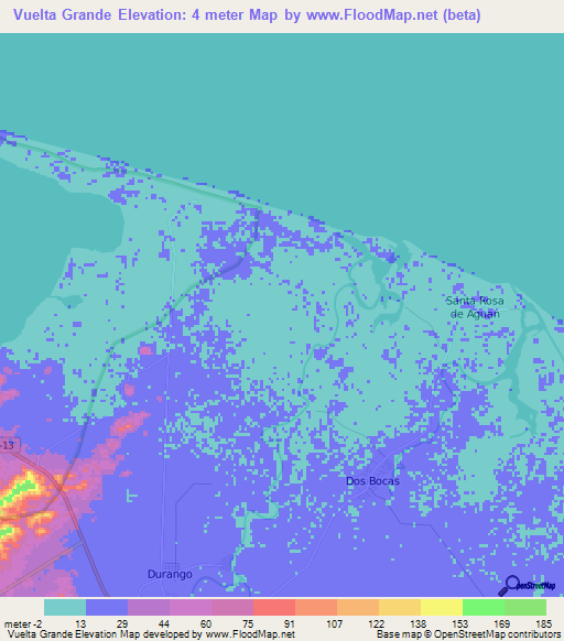 Vuelta Grande,Honduras Elevation Map