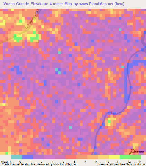 Vuelta Grande,Honduras Elevation Map