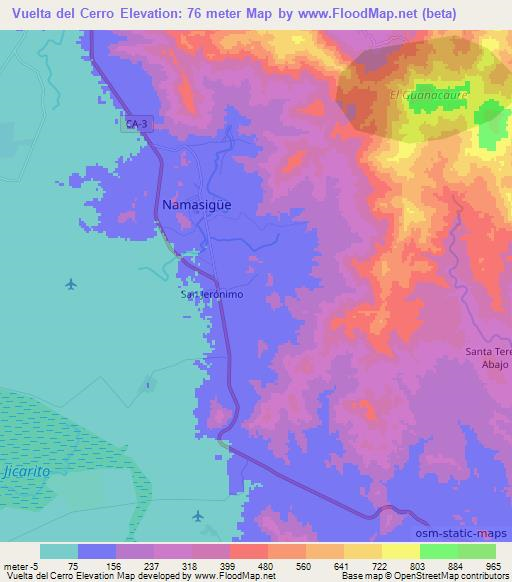 Vuelta del Cerro,Honduras Elevation Map