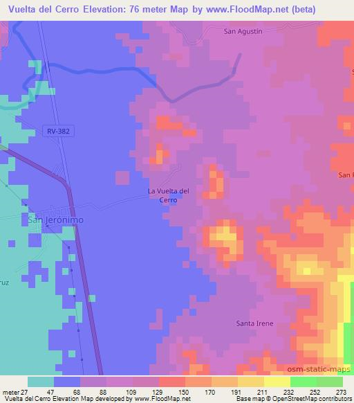 Vuelta del Cerro,Honduras Elevation Map