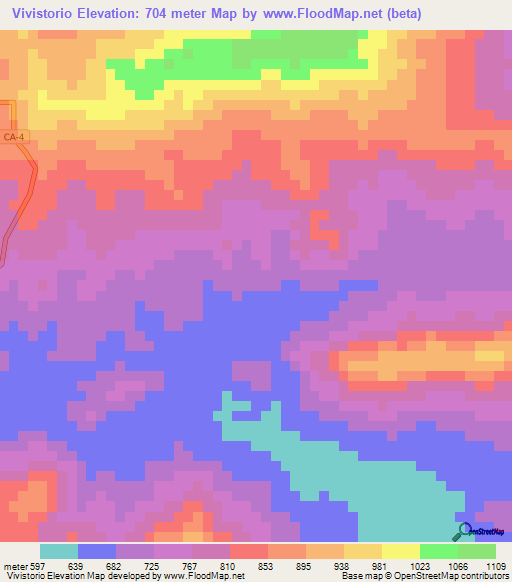 Vivistorio,Honduras Elevation Map
