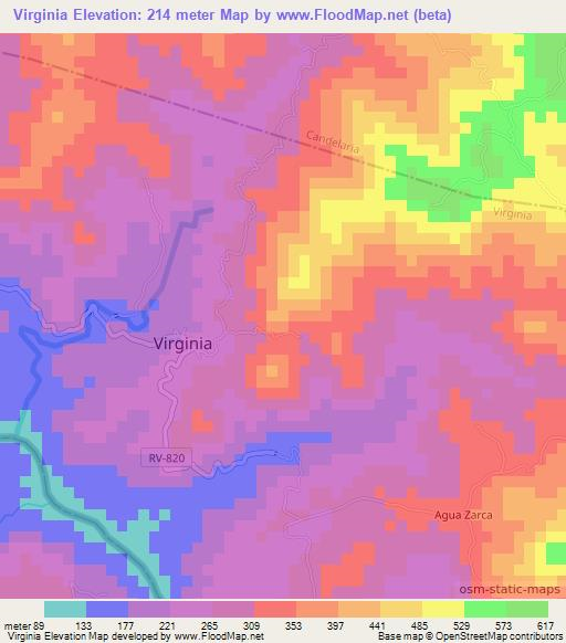 Virginia,Honduras Elevation Map