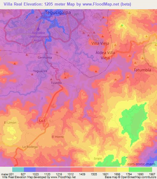 Villa Real,Honduras Elevation Map