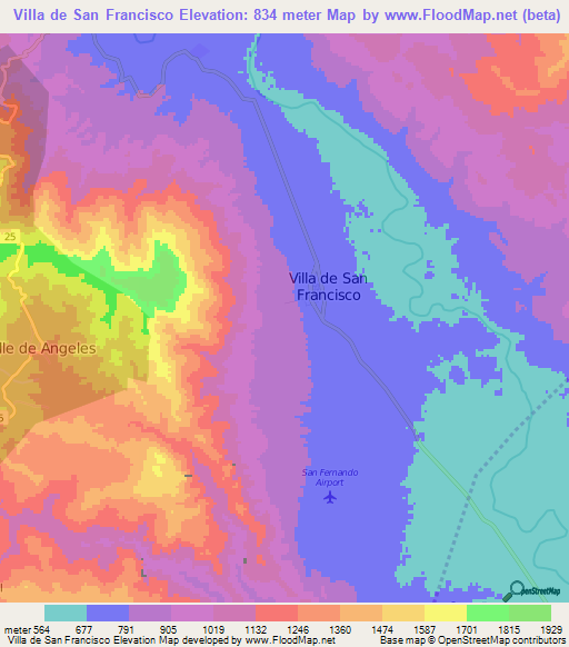Villa de San Francisco,Honduras Elevation Map