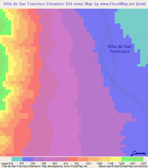 Villa de San Francisco,Honduras Elevation Map