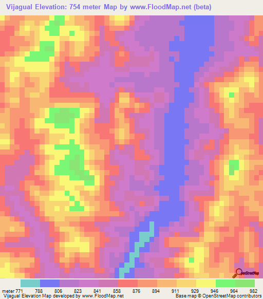Vijagual,Honduras Elevation Map