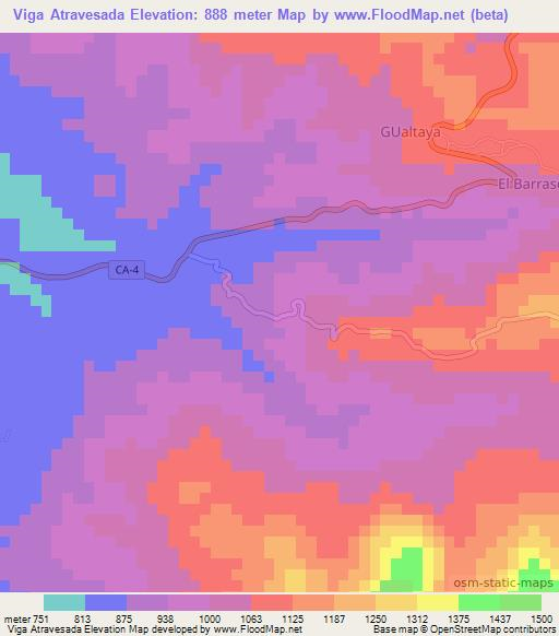 Viga Atravesada,Honduras Elevation Map