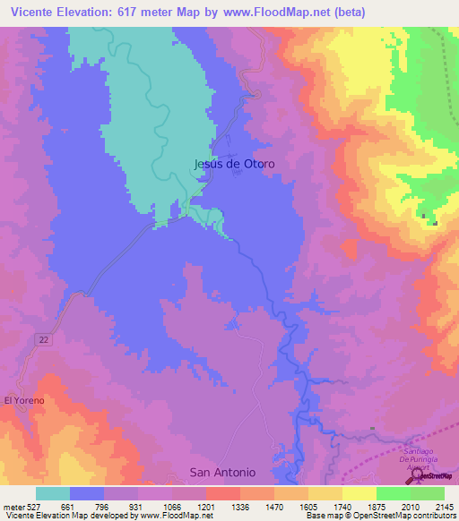 Vicente,Honduras Elevation Map