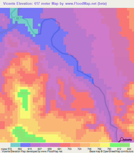 Vicente,Honduras Elevation Map