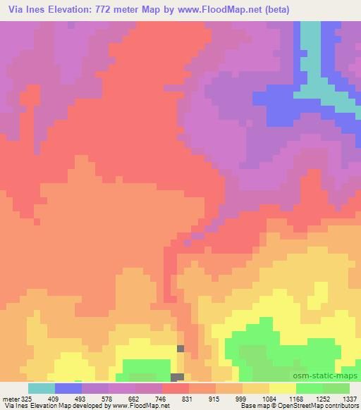 Via Ines,Honduras Elevation Map