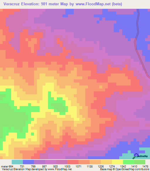 Veracruz,Honduras Elevation Map