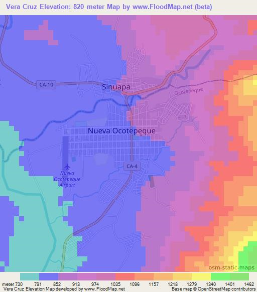 Vera Cruz,Honduras Elevation Map