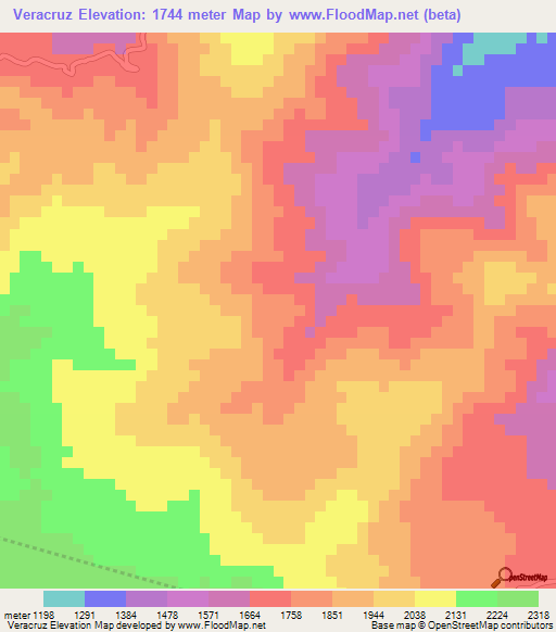 Veracruz,Honduras Elevation Map