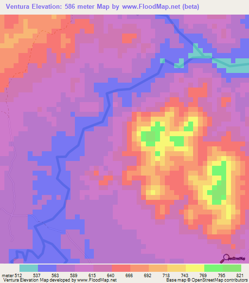 Ventura,Honduras Elevation Map