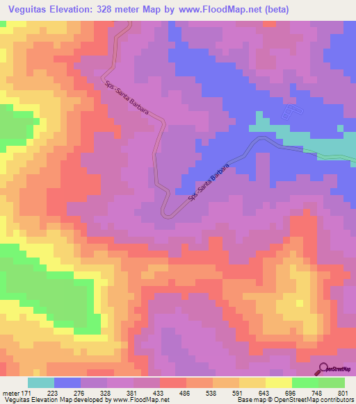 Veguitas,Honduras Elevation Map