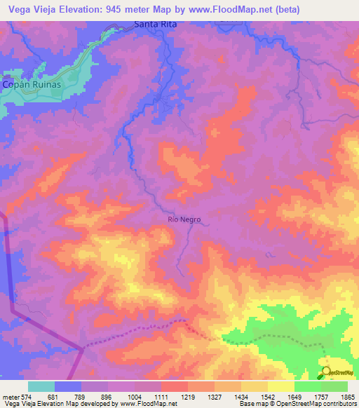 Vega Vieja,Honduras Elevation Map