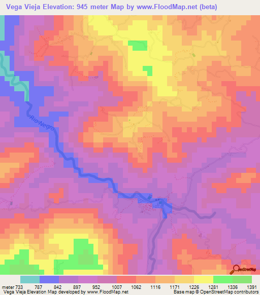 Vega Vieja,Honduras Elevation Map