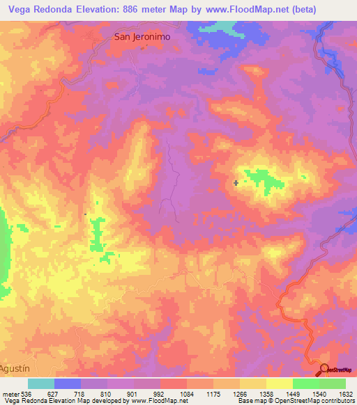 Vega Redonda,Honduras Elevation Map