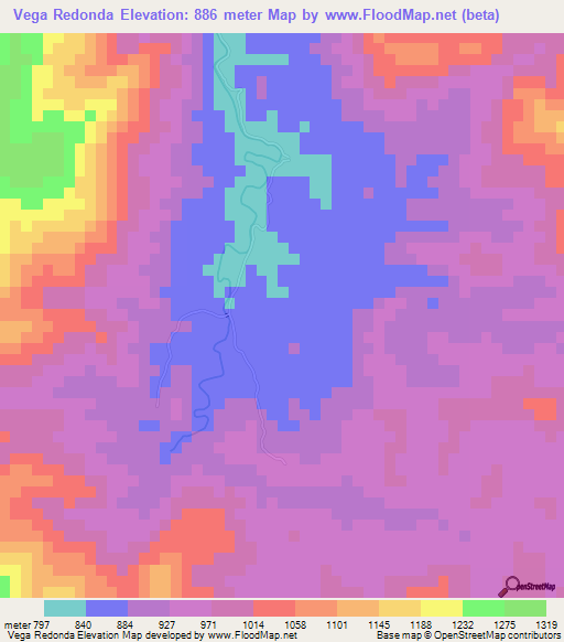 Vega Redonda,Honduras Elevation Map