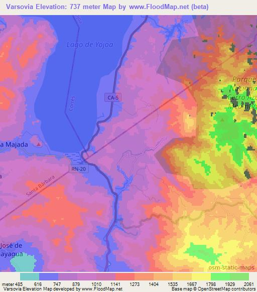 Varsovia,Honduras Elevation Map