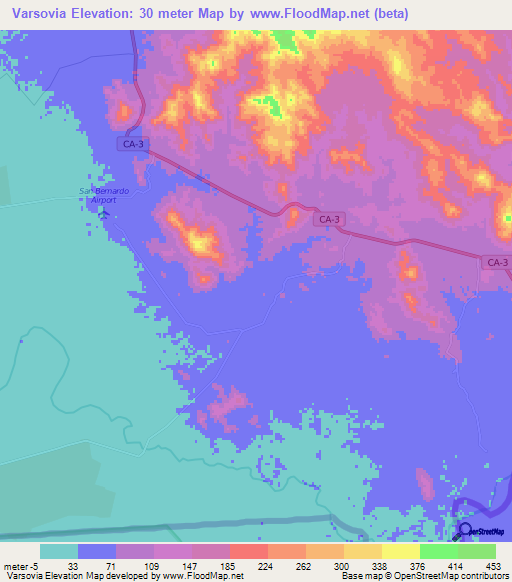 Varsovia,Honduras Elevation Map