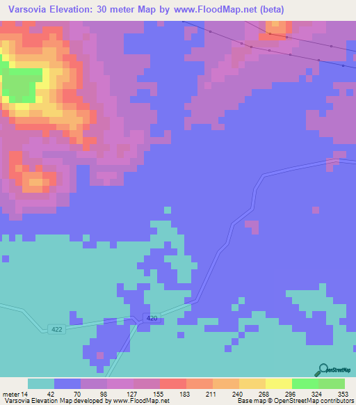 Varsovia,Honduras Elevation Map