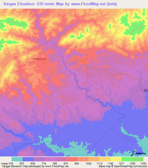 Vargas,Honduras Elevation Map