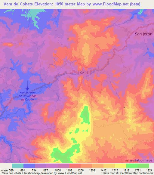 Vara de Cohete,Honduras Elevation Map