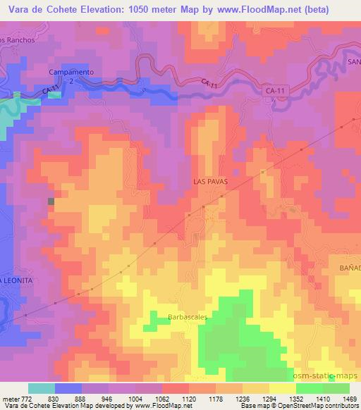 Vara de Cohete,Honduras Elevation Map