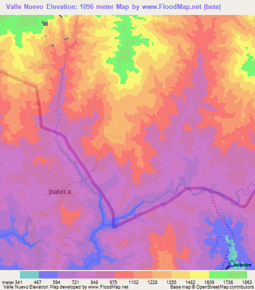 Valle Nuevo,Honduras Elevation Map
