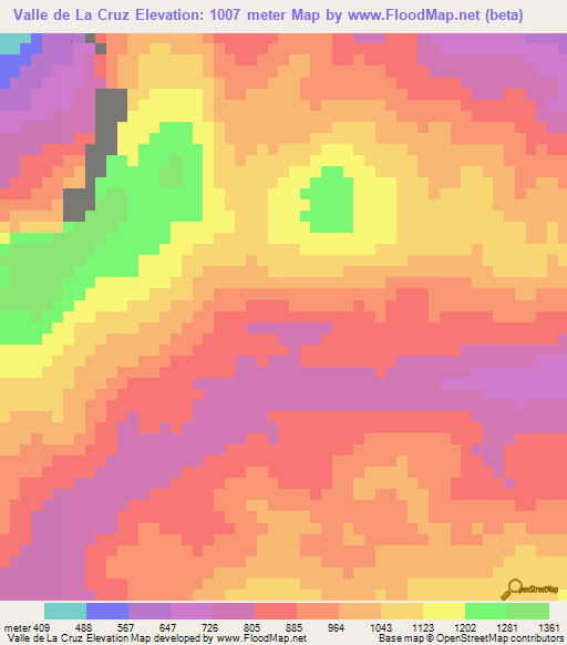 Valle de La Cruz,Honduras Elevation Map