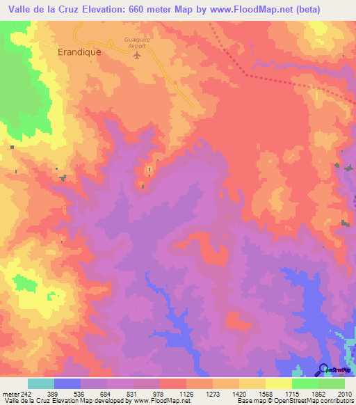 Valle de la Cruz,Honduras Elevation Map