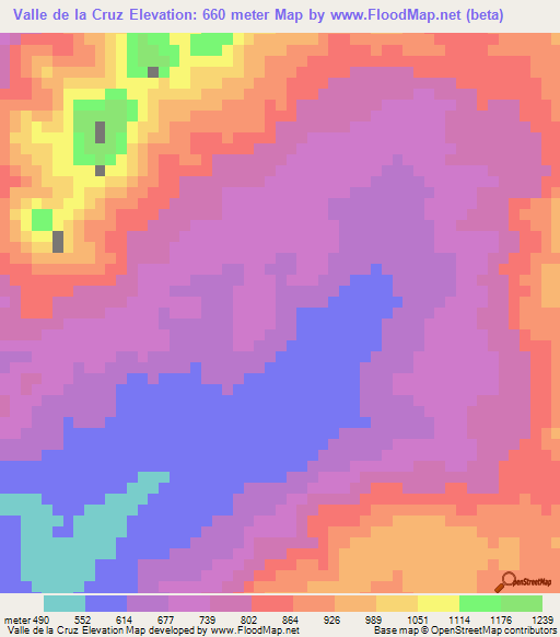Valle de la Cruz,Honduras Elevation Map