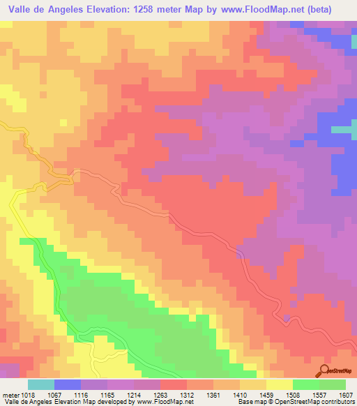 Valle de Angeles,Honduras Elevation Map