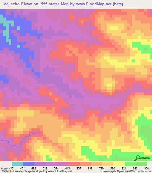 Vallecito,Honduras Elevation Map